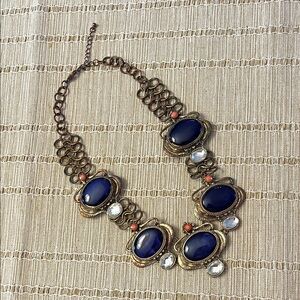 Antique-Inspired Navy Blue Statement Necklace for Women